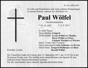 Anzeige von Paul Wölfel von MGO