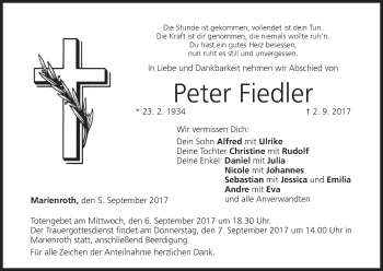 Anzeige von Peter Fiedler von MGO