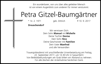 Anzeige von Petra Gitzel-Baumgärtner von MGO