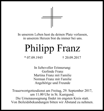 Anzeige von Philipp Franz von MGO