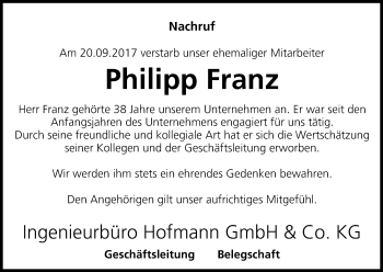 Anzeige von Philipp Franz von MGO
