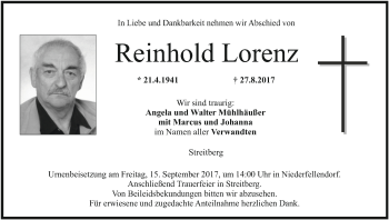 Anzeige von Reinhold Lorenz von MGO