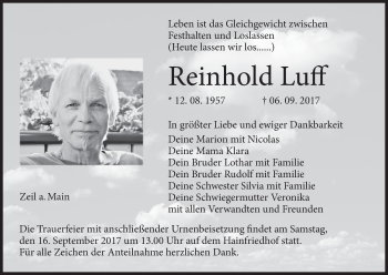 Anzeige von Reinhold Luff von MGO