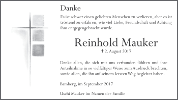 Anzeige von Reinhold Mauker von MGO
