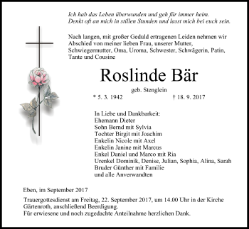 Anzeige von Roslinde Bär von MGO