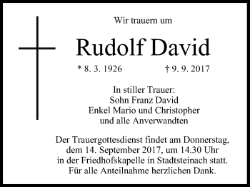 Anzeige von Rudolf David von MGO