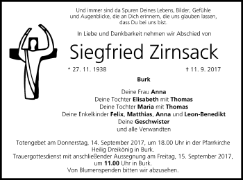 Anzeige von Siegfried Zirnsack von MGO