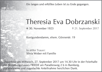 Anzeige von Theresia Eva Dobrzanski von MGO