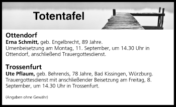 Anzeige von Totentafel vom 07.09.2017 von MGO