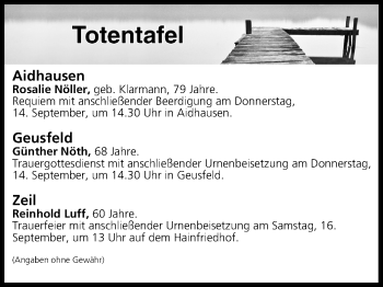 Anzeige von Totentafel vom 13.09.2017 von MGO