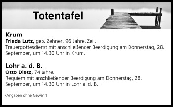 Anzeige von Totentafel vom 28.09.2017 von MGO