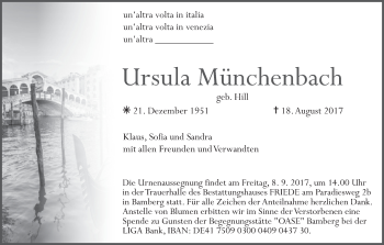 Anzeige von Ursula Münchenbach von MGO
