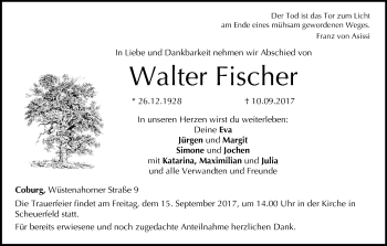 Anzeige von Walter Fischer von MGO