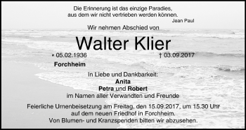 Anzeige von Walter Klier von MGO