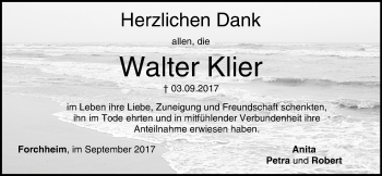 Anzeige von Walter Klier von MGO