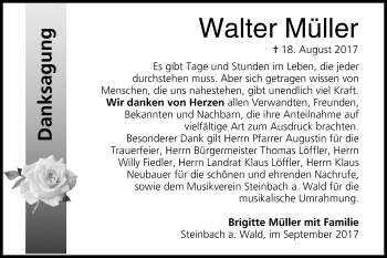 Anzeige von Walter Müller von MGO