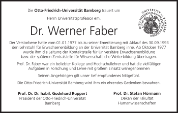 Anzeige von Werner Faber von MGO