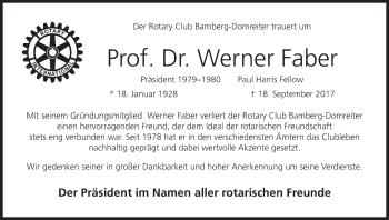 Anzeige von Werner Faber von MGO