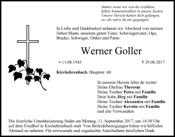 Anzeige von Werner Goller von MGO