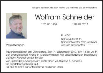 Anzeige von Wolfram Schneider von MGO