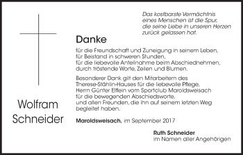 Anzeige von Wolfram Schneider von MGO