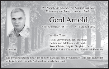 Anzeige von Gerd Arnold 
