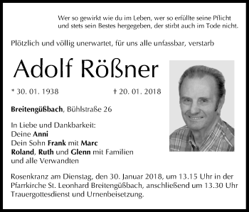 Anzeige von Adolf Rößner von MGO