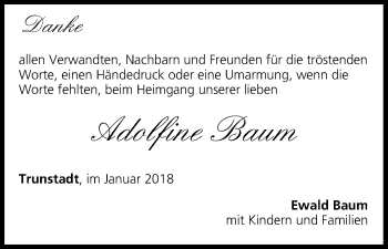 Anzeige von Adolfine Baum von MGO