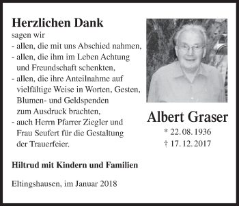 Anzeige von Albert Graser von MGO