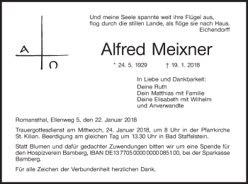 Anzeige von Alfred Meixner von MGO