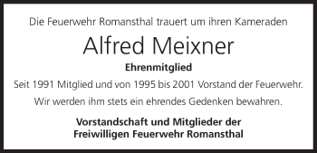 Anzeige von Alfred Meixner von MGO