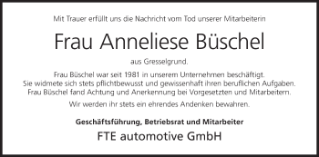 Anzeige von Anneliese Büschel von MGO