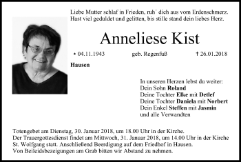 Anzeige von Anneliese Kist von MGO