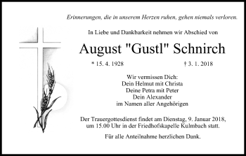Anzeige von August Schnirch von MGO