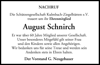 Anzeige von August Schnirch von MGO