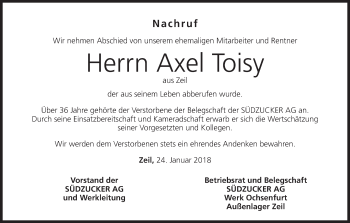 Anzeige von Axel Toisy von MGO