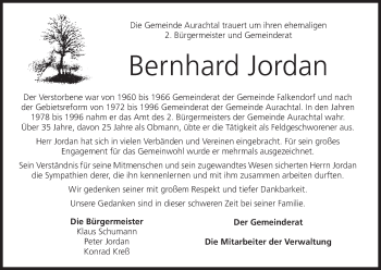 Anzeige von Bernhard Jordan von MGO