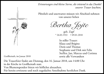 Anzeige von Bertha Jojte von MGO