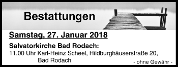 Anzeige von Bestattungen vom 27.01.2018 von MGO