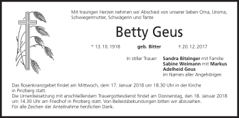 Anzeige von Betty Geus von MGO