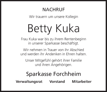 Anzeige von Betty Kuka von MGO