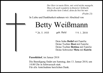 Anzeige von Betty Weißmann von MGO