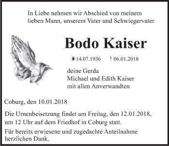 Anzeige von Bodo Kaiser von MGO