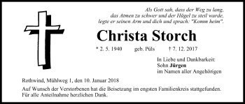 Anzeige von Christa Storch von MGO
