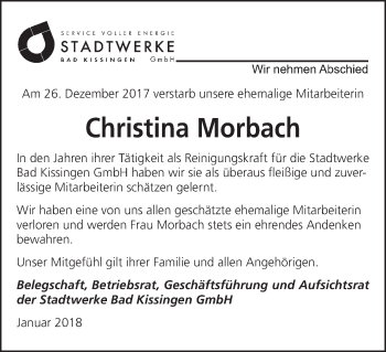 Anzeige von Christina Morbach von MGO