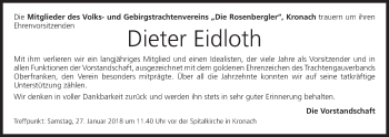 Anzeige von Dieter Eidloth von MGO