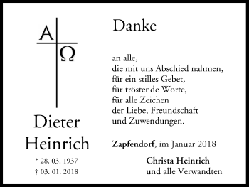 Anzeige von Dieter Heinrich von MGO