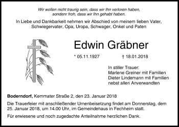 Anzeige von Edwin Gräbner von MGO