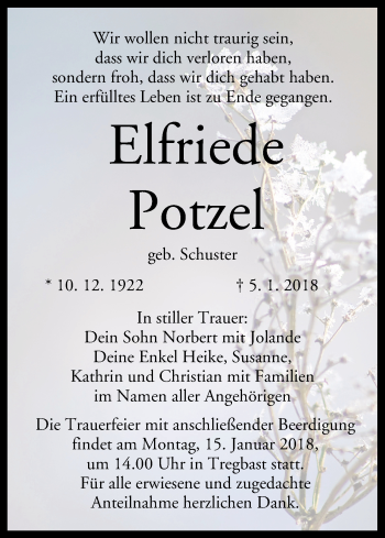 Anzeige von Elfriede Potzel von MGO