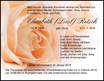 Anzeige von Elisabeth Retsch von MGO
